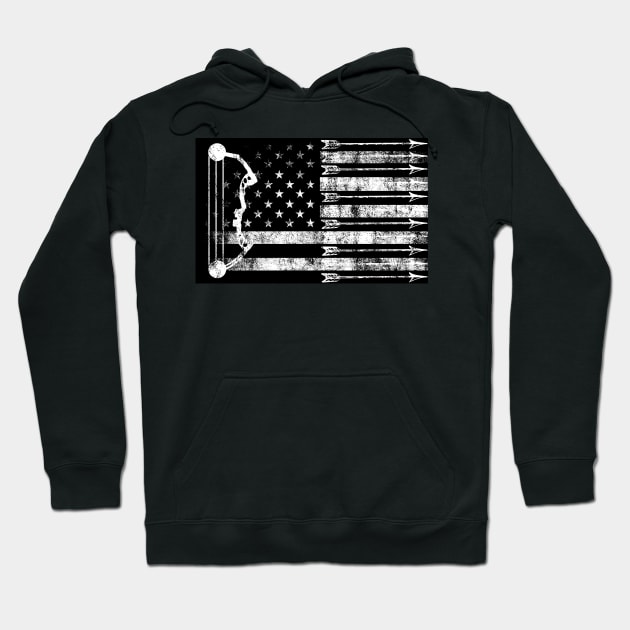 American Flag Deer Hunting Compound Bow and Arrows Hoodie by Kryptic